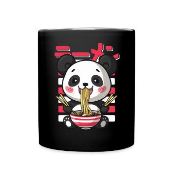 Panda Loves Ramen Bowl Kawaii Anime - Mug uni - noir - Devant