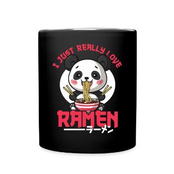 Panda Loves Ramen Bowl Kawaii Anime - Mug uni - noir - Devant