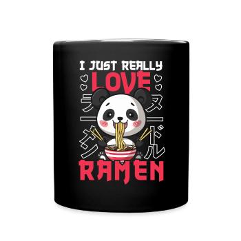 Panda Loves Ramen Bowl Kawaii Anime - Mug uni - noir - Devant