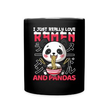 Panda Loves Ramen Bowl Kawaii Anime - Mug uni - noir - Devant