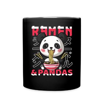 Panda Loves Ramen Bowl Kawaii Anime - Mug uni - noir - Devant