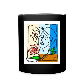 EG Frau I Blumen I GeschenkI Muttertag I Frauentag - Tasse einfarbig - Schwarz - Vorne