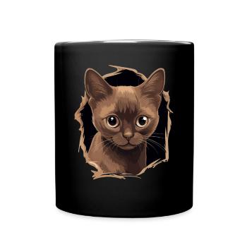 Burmese Cat Burma Katze - Full Colour Mug - black - Front