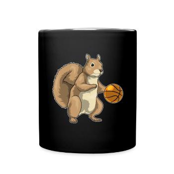 Squirrel Basketball Player Basketball - Full Colour Mug - black - Front