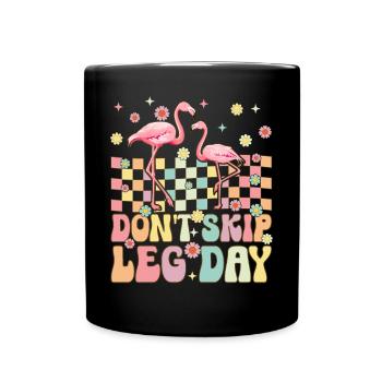 Lustiger Flamingo-Schwarm Gym Workout Don't Skip L - Tasse einfarbig - Schwarz - Vorne