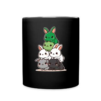 Lapins Aromantisme Drapeau Fierté Mois Mignon Lapin - Mug uni - noir - Devant