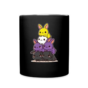 Lapins Nonbinaire Drapeau Mois de la fierté Lapin mignon - Mug uni - noir - Devant