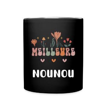 meilleure nounou fleurs bohème - Mug uni - noir - Devant