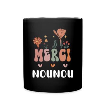 merci nounou fleurs bohème - Mug uni - noir - Devant