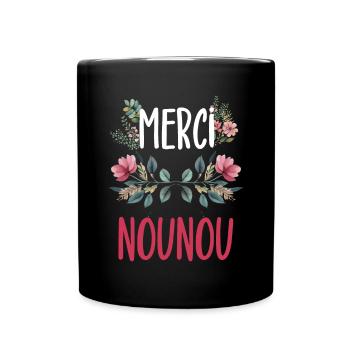 merci nounou fleurs - Mug uni - noir - Devant