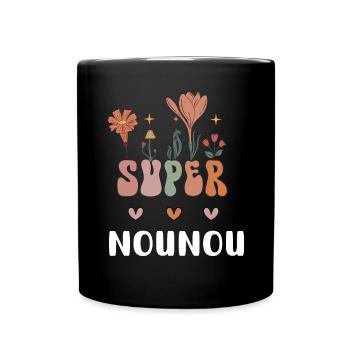 super nounou fleurs bohème - Mug uni - noir - Devant