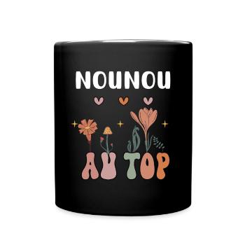 nounou au top fleurs bohème - Mug uni - noir - Devant