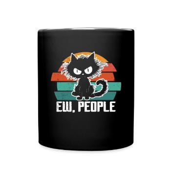 Ew People Cat Lustige Vintage Anti -soziale - Tasse einfarbig - Schwarz - Vorne