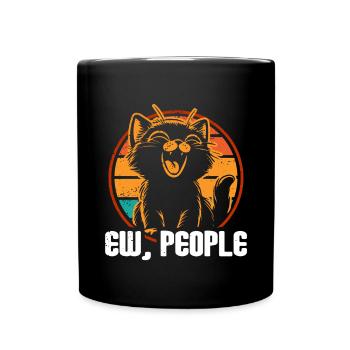Ew Gens Chat Drôle Vintage Antisocial - Mug uni - noir - Devant