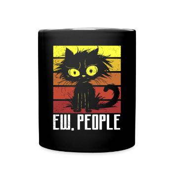 Ew People Cat Lustige Vintage Anti -soziale - Tasse einfarbig - Schwarz - Vorne