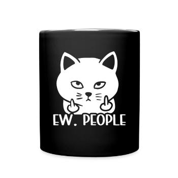 Ew People Cat Lustige Vintage Anti -soziale - Tasse einfarbig - Schwarz - Vorne