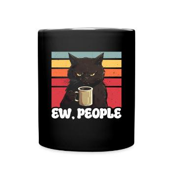 Ew Gens Chat Drôle Vintage Antisocial - Mug uni - noir - Devant