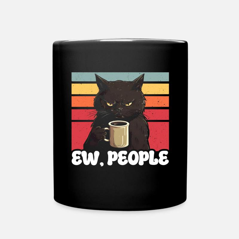 Ew People Cat Lustige Vintage Anti -soziale - Tasse einfarbig - Schwarz