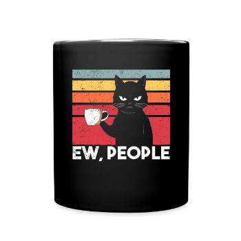 Ew Gens Chat Drôle Vintage Antisocial - Mug uni - noir - Devant