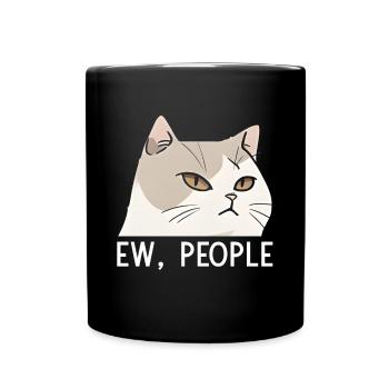 Ew People Cat Lustige Vintage Anti -soziale - Tasse einfarbig - Schwarz - Vorne