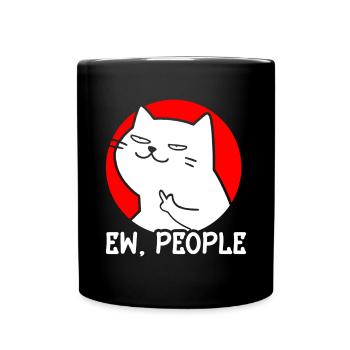 Ew People Cat Lustige Vintage Anti -soziale - Tasse einfarbig - Schwarz - Vorne