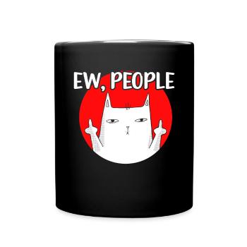 Ew People Cat Lustige Vintage Anti -soziale - Tasse einfarbig - Schwarz - Vorne
