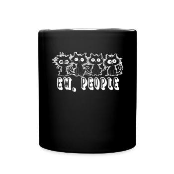 Ew People Cat Lustige Vintage Anti -soziale - Tasse einfarbig - Schwarz - Vorne
