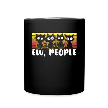 Ew People Cat Lustige Vintage Anti -soziale - Tasse einfarbig - Schwarz - Vorne