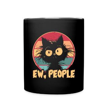 Ew People Cat Lustige Vintage Anti -soziale - Tasse einfarbig - Schwarz - Vorne