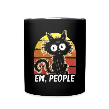 Ew People Cat Lustige Vintage Anti -soziale - Tasse einfarbig - Schwarz - Vorne