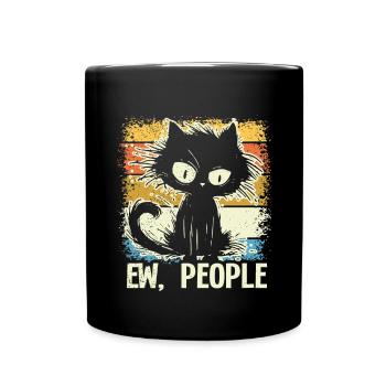 Ew People Cat Lustige Vintage Anti -soziale - Tasse einfarbig - Schwarz - Vorne