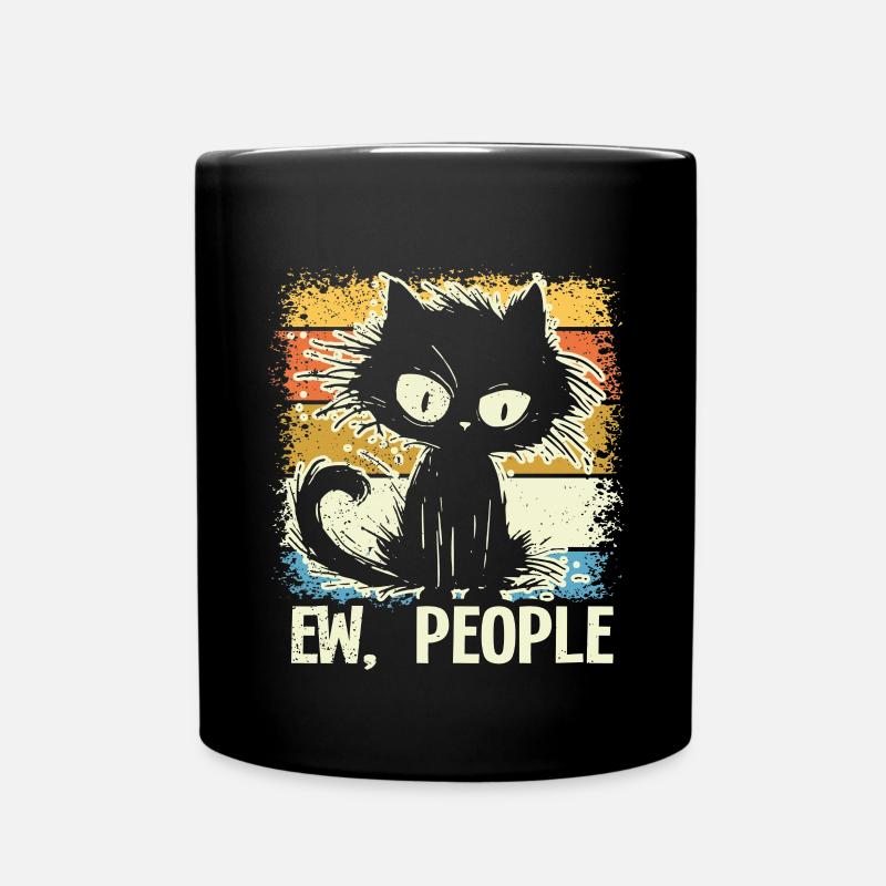 Ew People Cat Lustige Vintage Anti -soziale - Tasse einfarbig - Schwarz