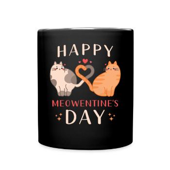 Happy Meowentine's Day Feline Affection - Full Colour Mug - black - Front