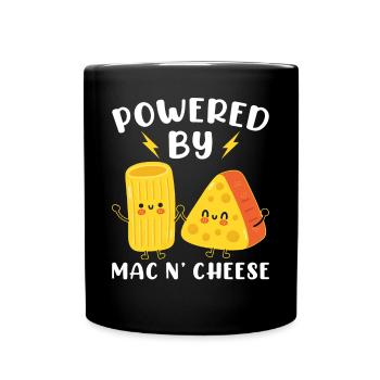 Powered By Mac N' Cheese - Full Colour Mug - black - Front