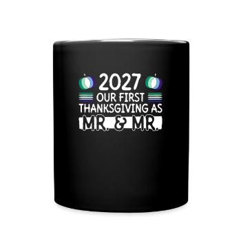 2027 Premier Thanksgiving en tant que M. et M. Gay Weddin - Mug uni - noir - Devant