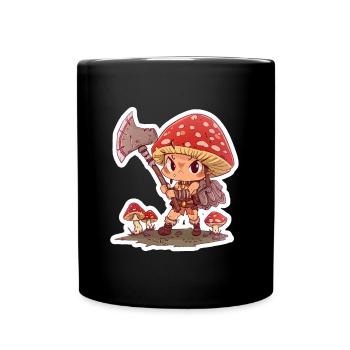 Mushroom Warrior Axe Forest Fantasy RPG Shirt - Full Colour Mug - black - Front