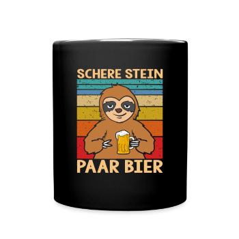 Rock ciseaux couple bière bière paresseux - Mug uni - noir - Devant