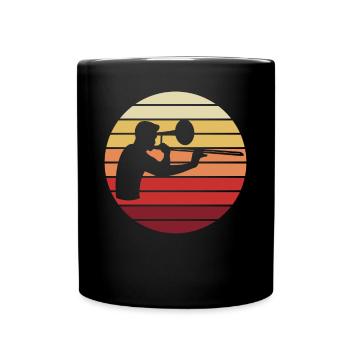Trombone coucher de soleil mélodie Jazz cadeau - Mug uni - noir - Devant