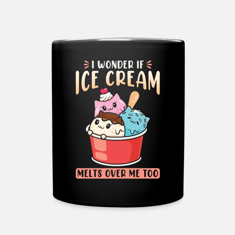 Ich frage mich, ob Eis auch über mir schmilzt Kawaii - Tasse einfarbig - Schwarz