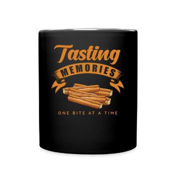 Verkostung von Erinnerungen Churros Genuss - Tasse einfarbig - Schwarz - Vorne