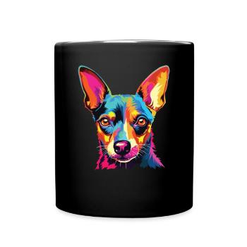 Aquarelle coloré American Toy Terrier - Mug uni - noir - Devant