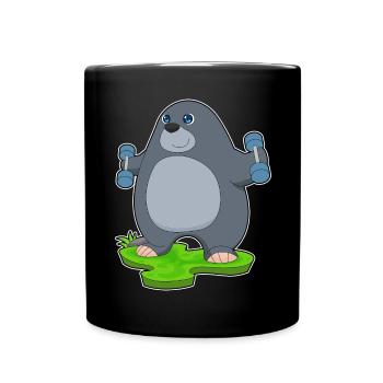 Bodybuilder Mole Haltères Bodybuilding - Mug uni - noir - Devant