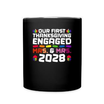 Erstes Erntedankfest verlobt - Mrs. & Mrs. 2028 Ga - Tasse einfarbig - Schwarz - Vorne