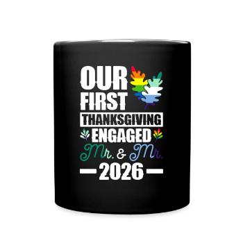 Premier fiancé de Thanksgiving M. et M. 2026 - Mug uni - noir - Devant