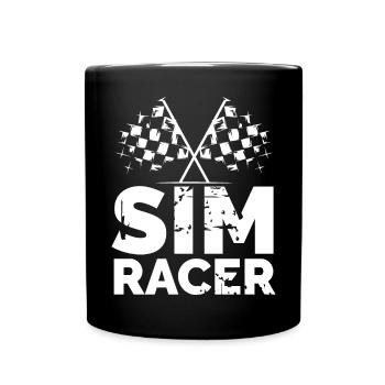 sim racer gaming zielflagge gamer Rennfahrer Logo - Tasse einfarbig - Schwarz - Vorne