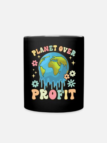 Planet Over Profit Klimawandel Earth Day - Tasse einfarbig - Schwarz
