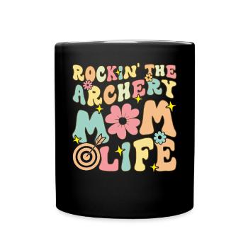Rockin' The Archery Mom Life Groovy Archer - Full Colour Mug - black - Front