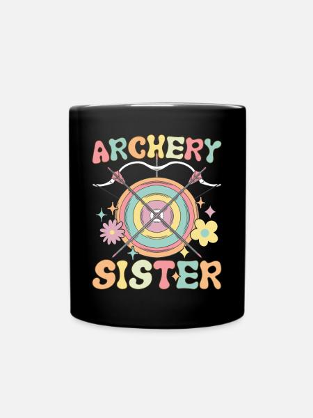 Bogenschießen Schwester Groovy Bogenschießen Mädch - Tasse einfarbig - Schwarz