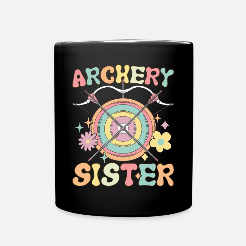 Bogenschießen Schwester Groovy Bogenschießen Mädch - Tasse einfarbig - Schwarz