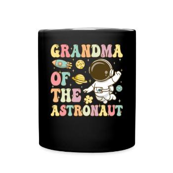 Oma des Astronauten Groovy Space Planets - Tasse einfarbig - Schwarz - Vorne